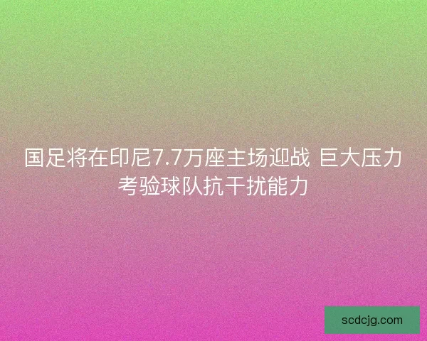 国足将在印尼7.7万座主场迎战 巨大压力考验球队抗干扰能力