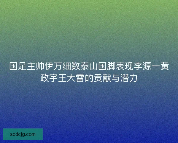 国足主帅伊万细数泰山国脚表现李源一黄政宇王大雷的贡献与潜力