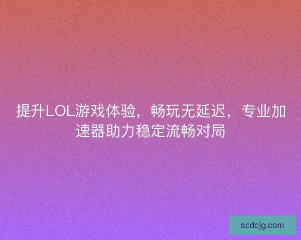提升LOL游戏体验，畅玩无延迟，专业加速器助力稳定流畅对局